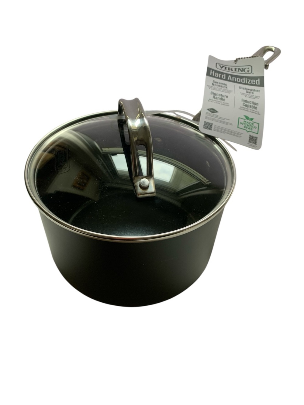 Viking Hard Anodized Aluminum Ceramic Nonstick 2 Qt Saucepan with Glass Lid NWT